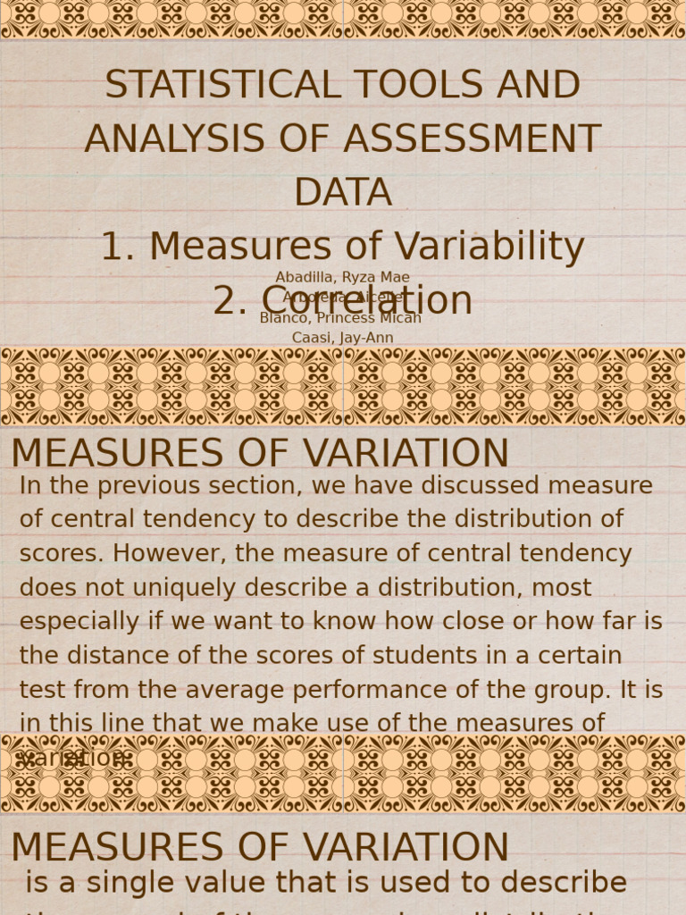 Statistical Analysis of Assessment Data | PDF | Variance | Scatter Plot
