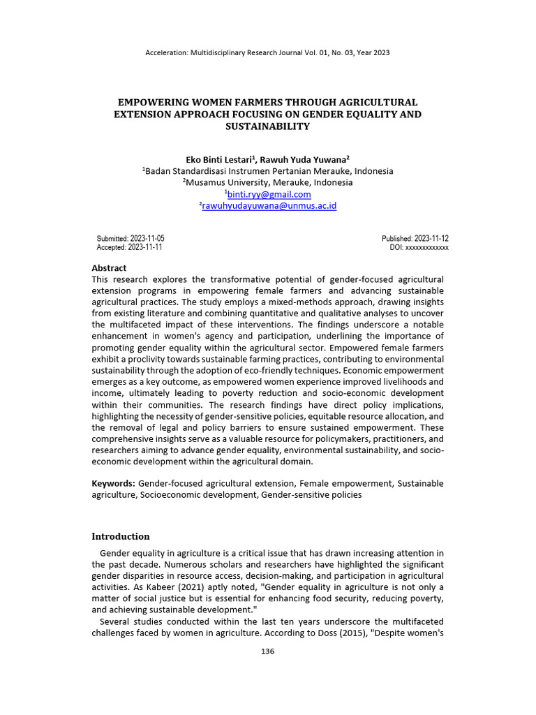 Empowering Women Farmers for Sustainability | PDF | Qualitative ...