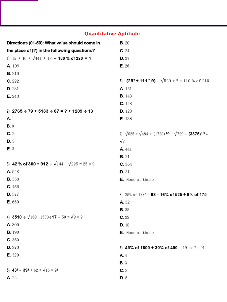 Quantitative Aptitude Practice Questions | PDF