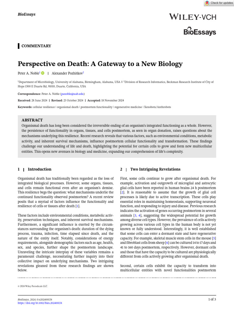 Death's Role in New Biological Insights | PDF | Death | Organisms