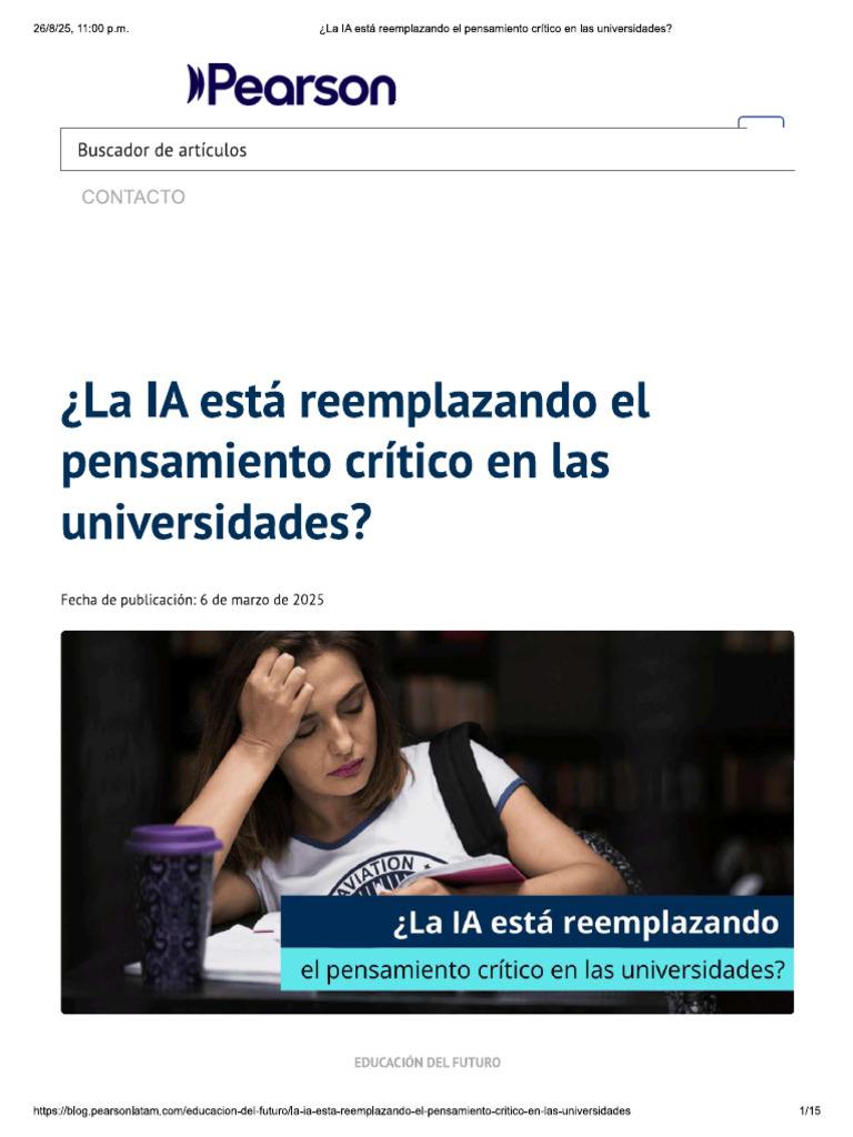 La IA Esta Reemplazando El Pensamiento Critico | PDF
