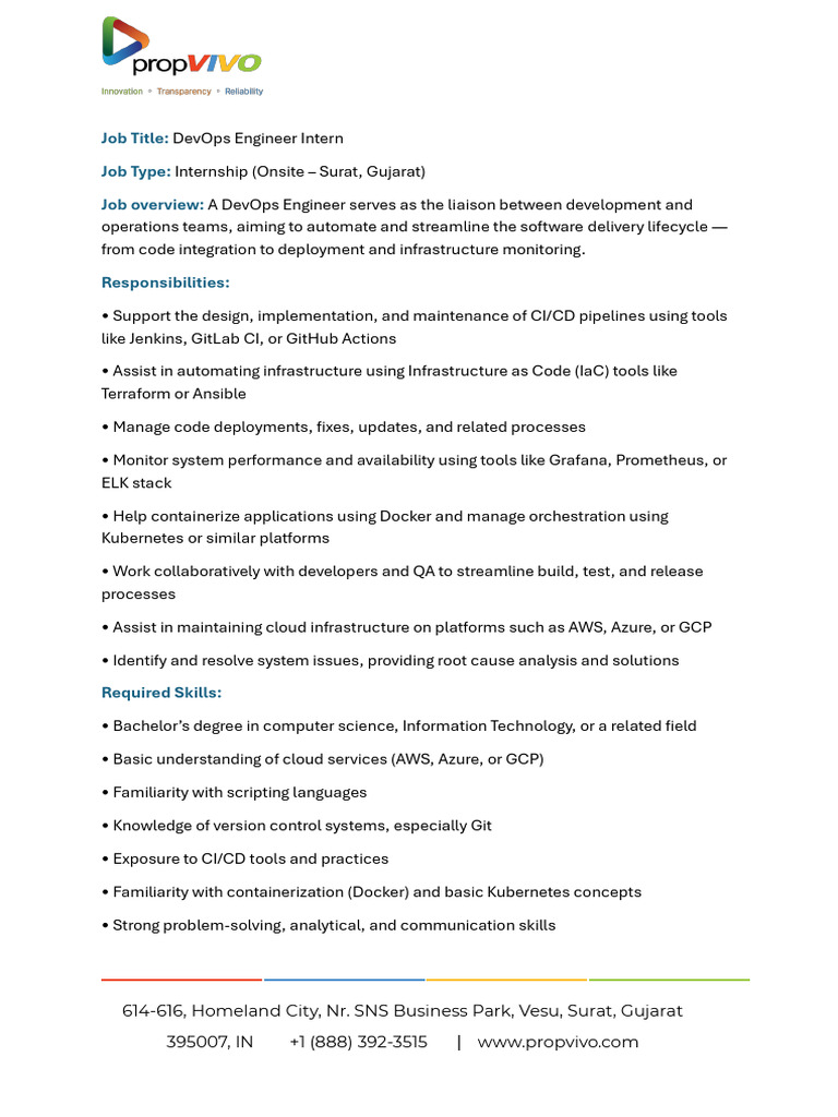 DevOps Engineer - Job Description | PDF