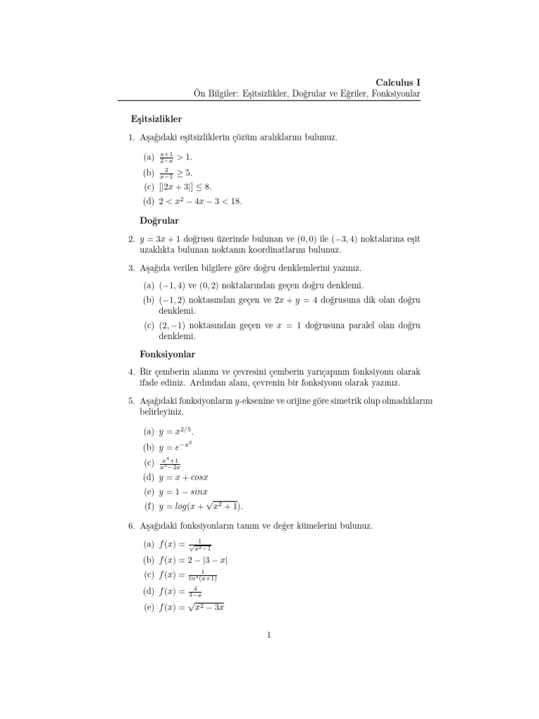 Calculus I | PDF