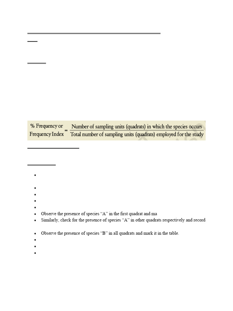 Quadrat Method for Plant Frequency Study | PDF | Population