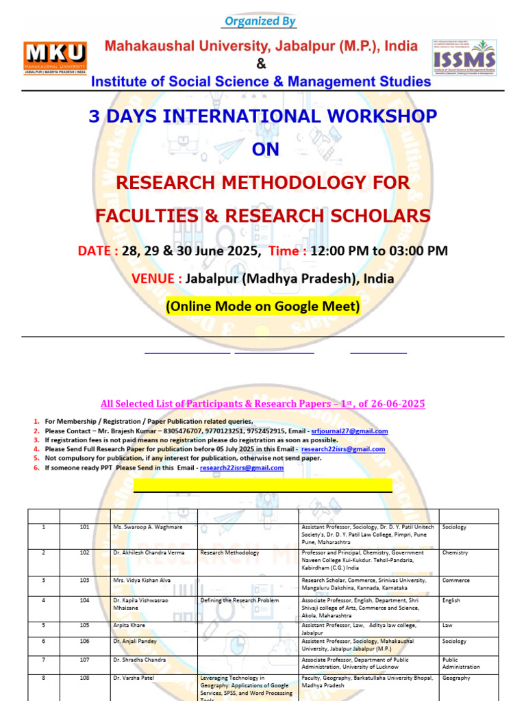 International Workshop on Research Methodology | PDF