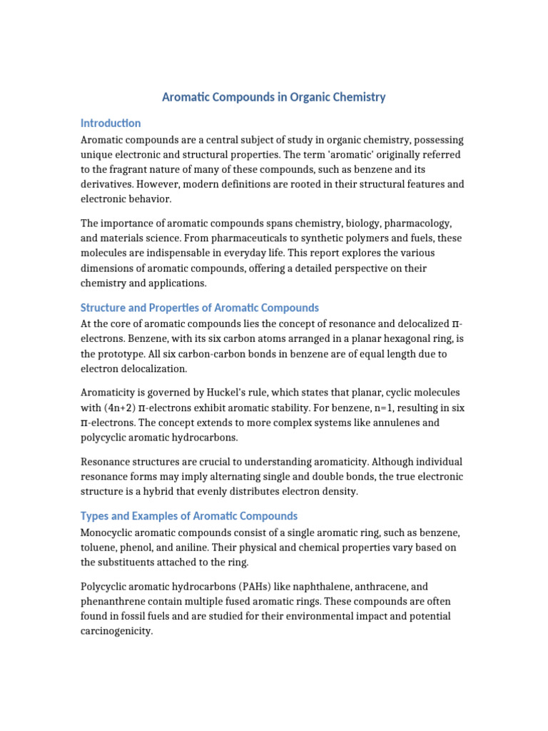 Aromatic Compounds Report Expanded | PDF | Aromaticity | Benzene