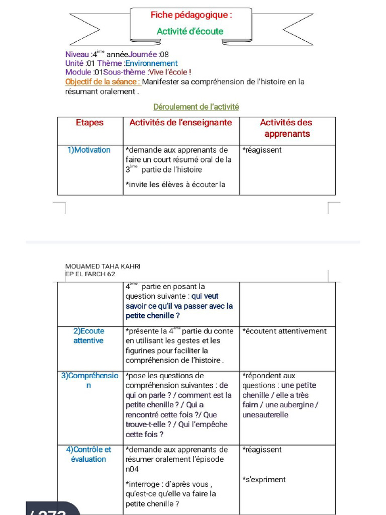Fiches Pedagogiques Types | PDF