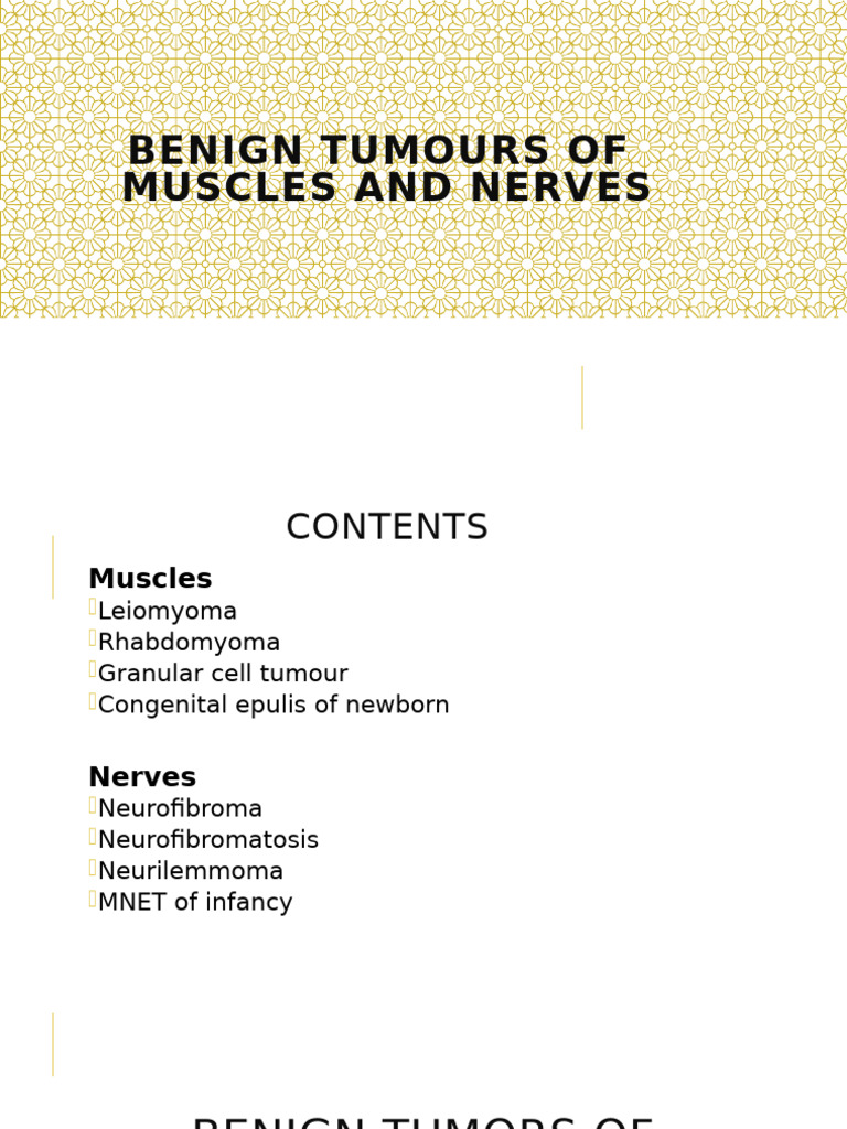 Benign Muscle and Nerve Tumors Overview | PDF | Muscle | Neoplasms