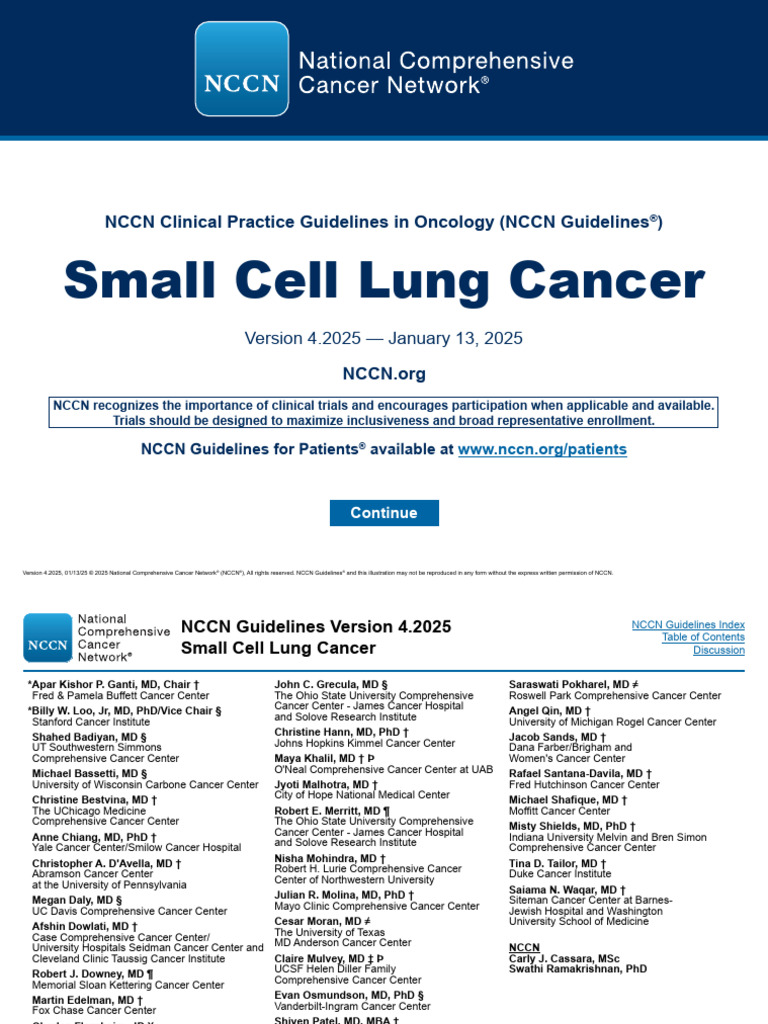 NCCN Guidelines 2025: Small Cell Lung Cancer | PDF | Lung Cancer ...