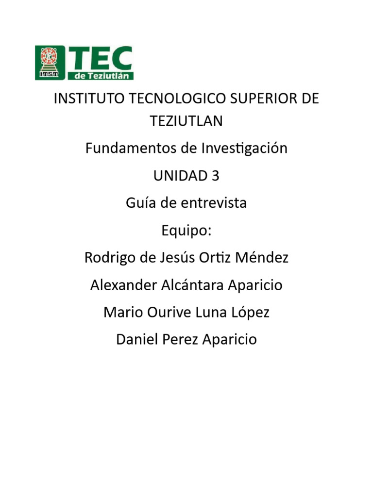 Guía de Entrevista - Unidad 3 ITST | PDF