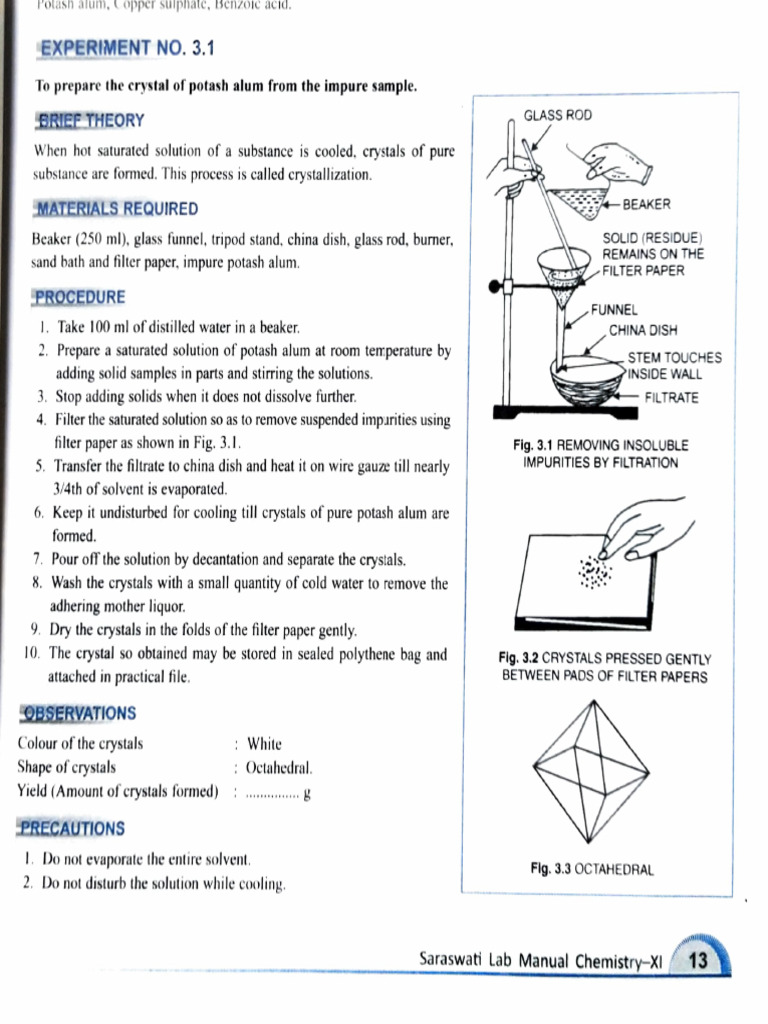 Crystallization of Potash Alum Experiment | PDF | Filtration | Solubility