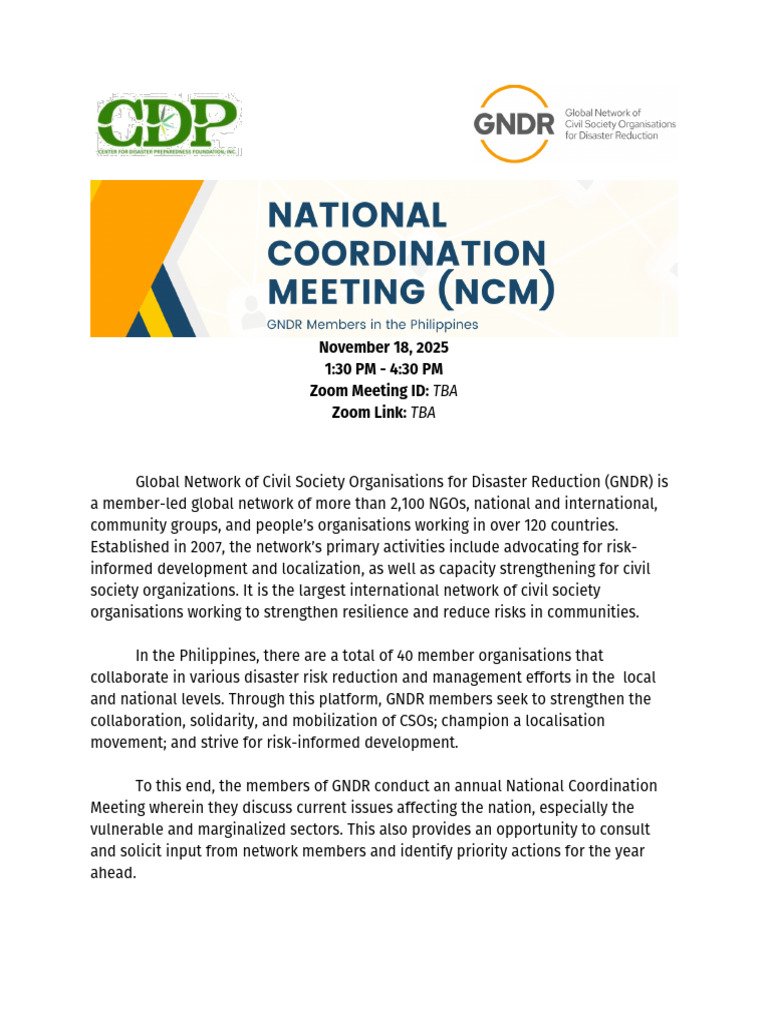 Indicative Programme GNDR NCM 2025 | PDF | Non Governmental Organization