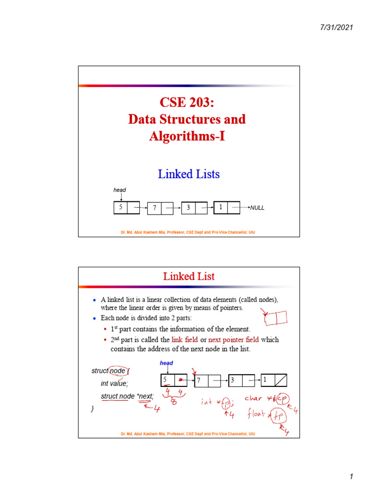 A04 1 Single Linked List | PDF | Pointer (Computer Programming) | Data