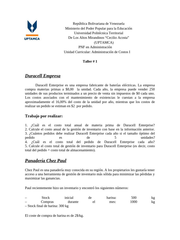 Análisis de Costos y Gestión de Inventario | PDF | Al por menor | Economias