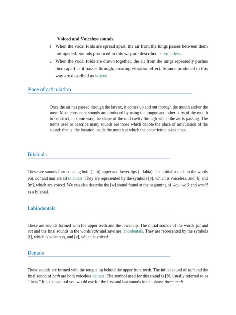 Voiced vs. Voiceless Sounds Explained | PDF | Linguistics | Phonetics
