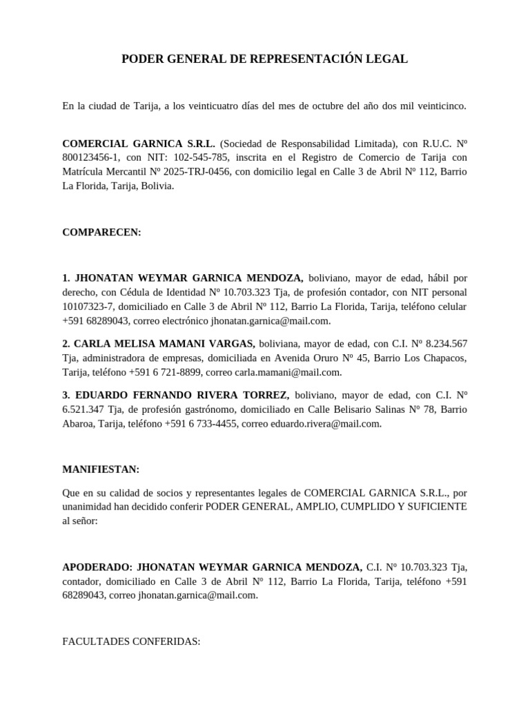 Poder de Representación Legal | PDF | Business
