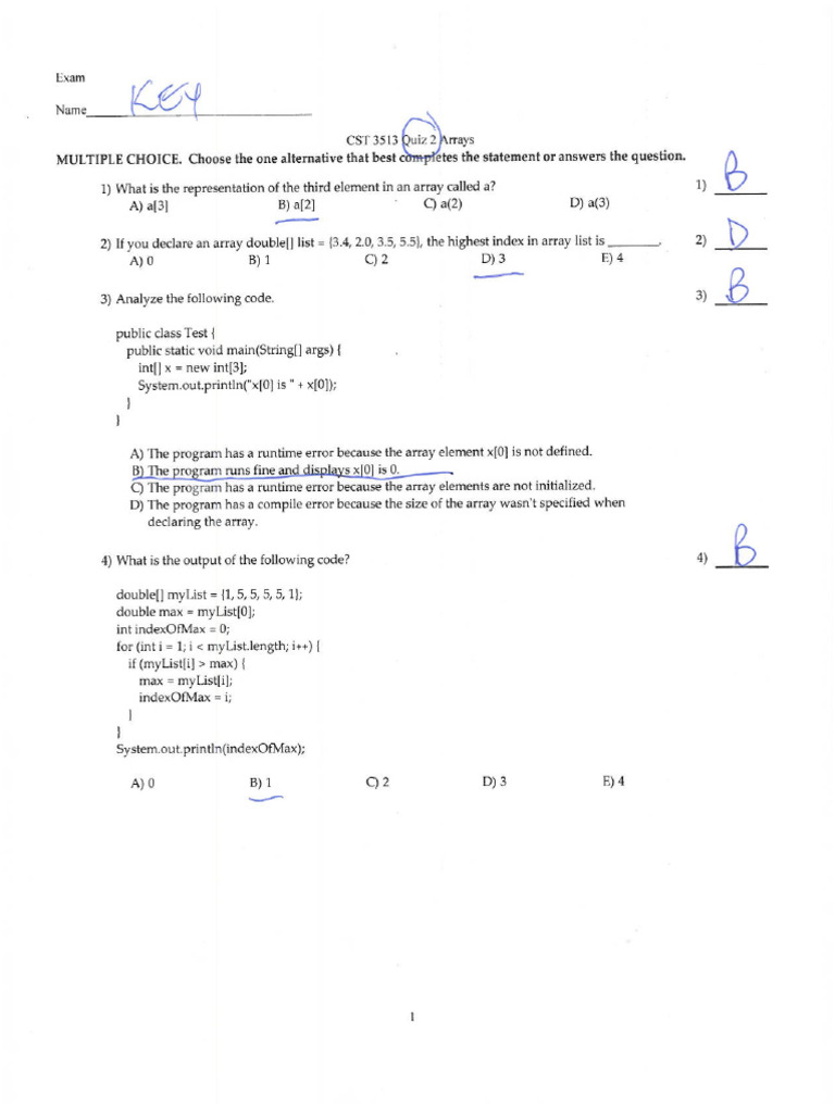 Quiz 2 Key | PDF