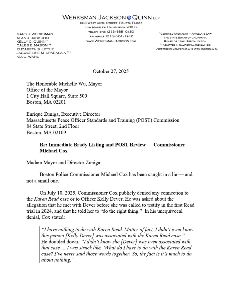 Immediate Brady Listing and POST Review - Commissioner Michael Cox ...