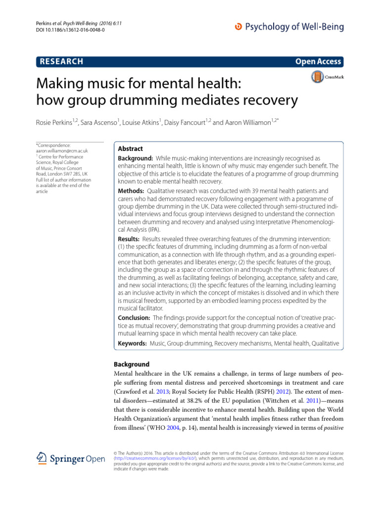 Making Music For Mental Health How Group | PDF | Well Being | Mental Health