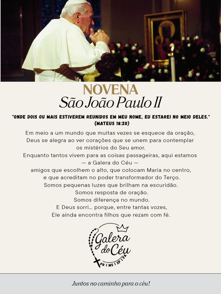 Novena a São João Paulo II: Oração e Fé | PDF | Eucaristia | Papa João ...