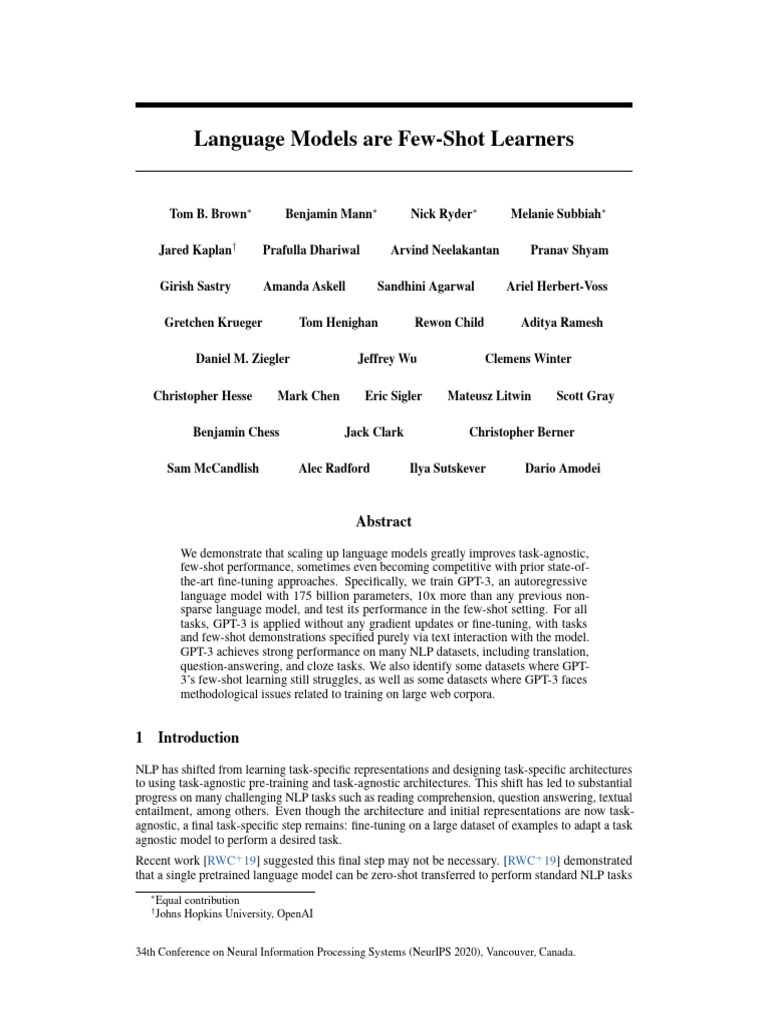 Language Models Are Few Shot Learners 2fg8gvia7m | PDF | Bias | Stereotypes