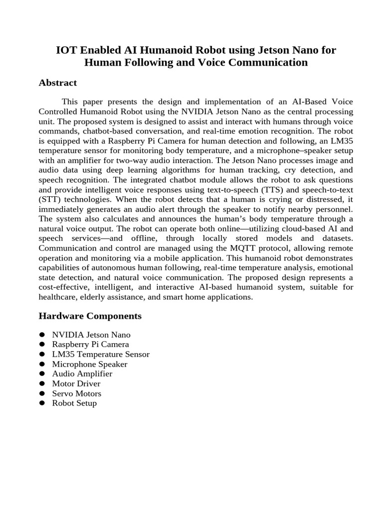 AI Humanoid Robot with Voice Control | PDF