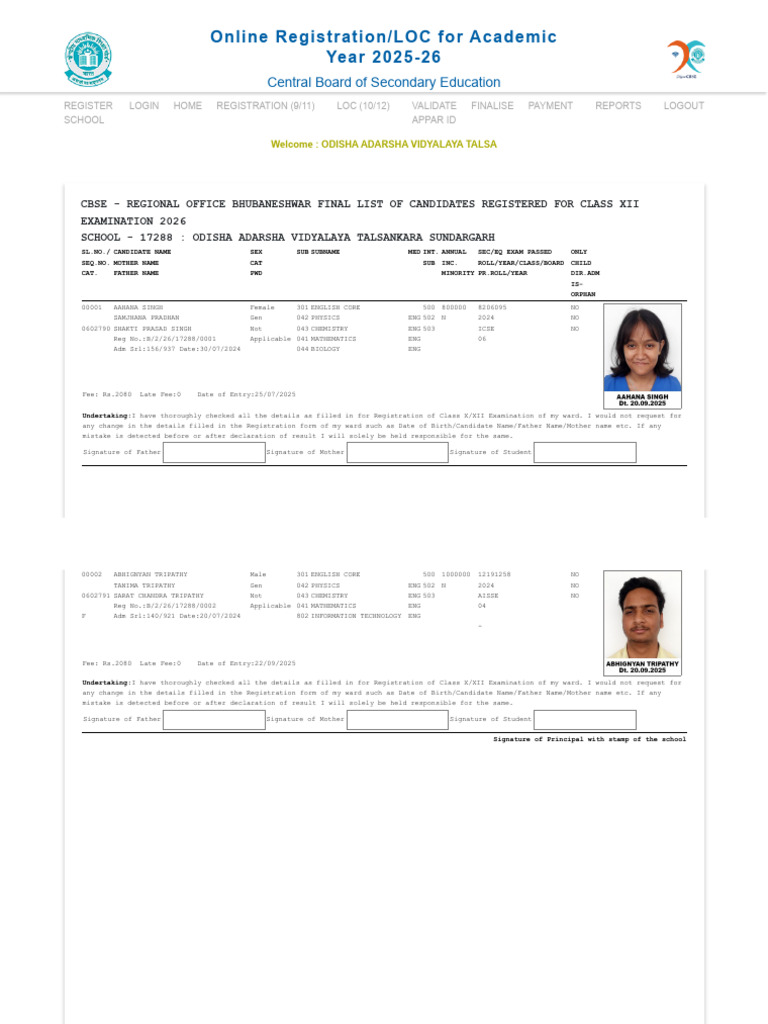 Odisha Adarsha Vidyalaya Class XII Candidates 2026 | PDF | Educational ...