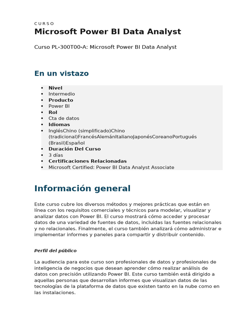 Curso Intermedio de Power BI para Analistas | PDF | Datos | Análisis de ...