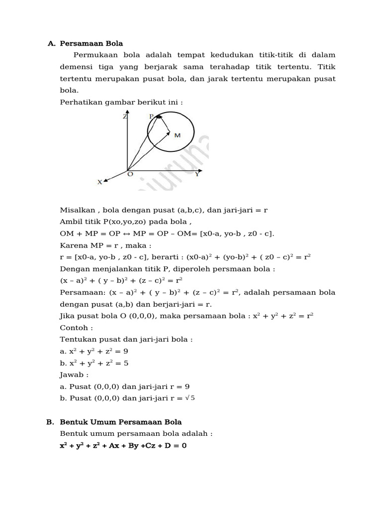 Persamaan Bola dalam Geometri 3D | PDF