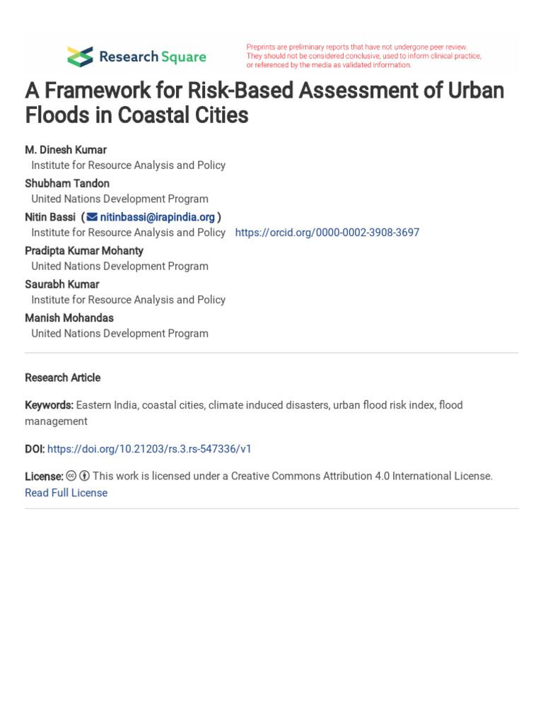 Urban Flood Risk Assessment Framework | PDF | Flood | Stormwater