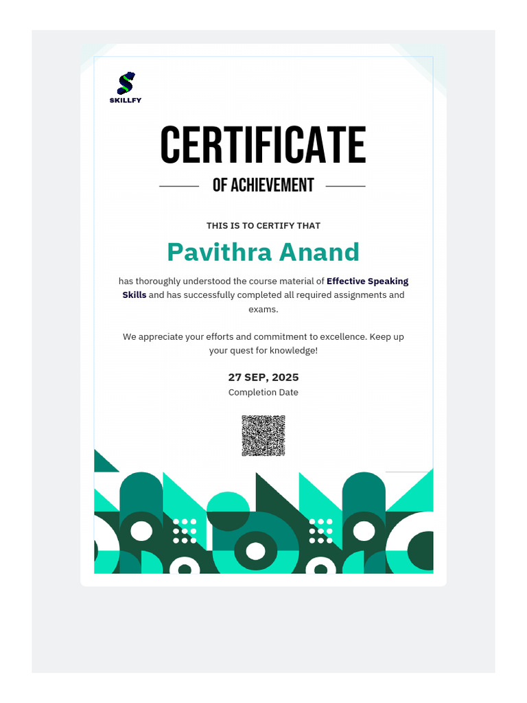 Effective Speaking Skills Certificate | PDF