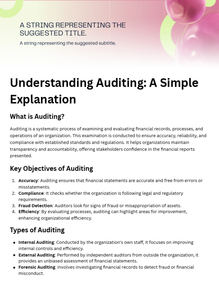 Understanding Auditing Basics and Types | PDF | Audit | Internal Audit