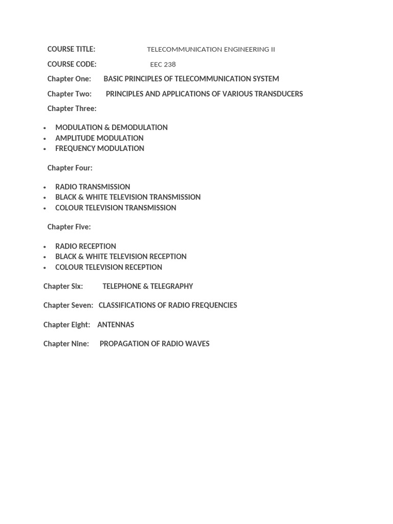 Telecommunication Engineering II Overview | PDF | Loudspeaker | Microphone