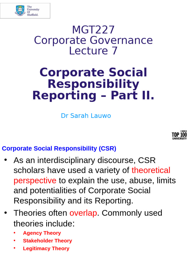 Week 8 Lecture Notes - CSR II | PDF | Corporate Social Responsibility ...