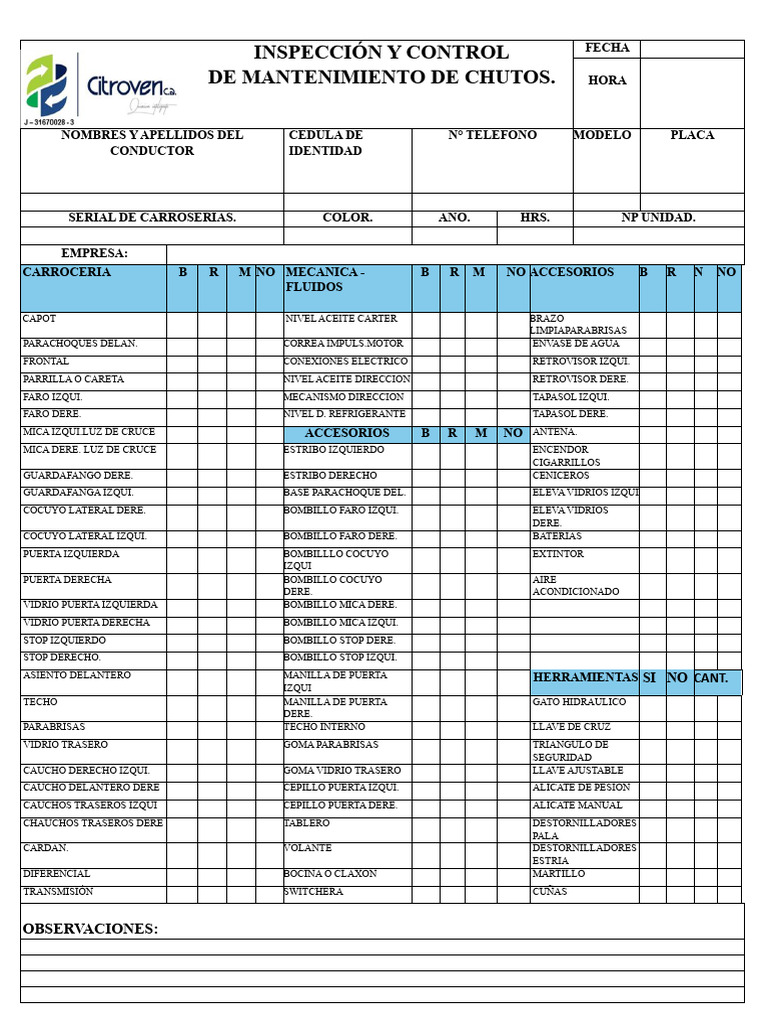 Inspección de Mantenimiento de Chutos | PDF | Industria automotriz | Cupés