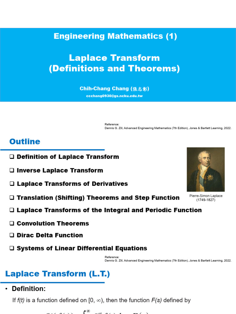 Laplace Transform Definitions & Theorems | PDF | Laplace Transform ...