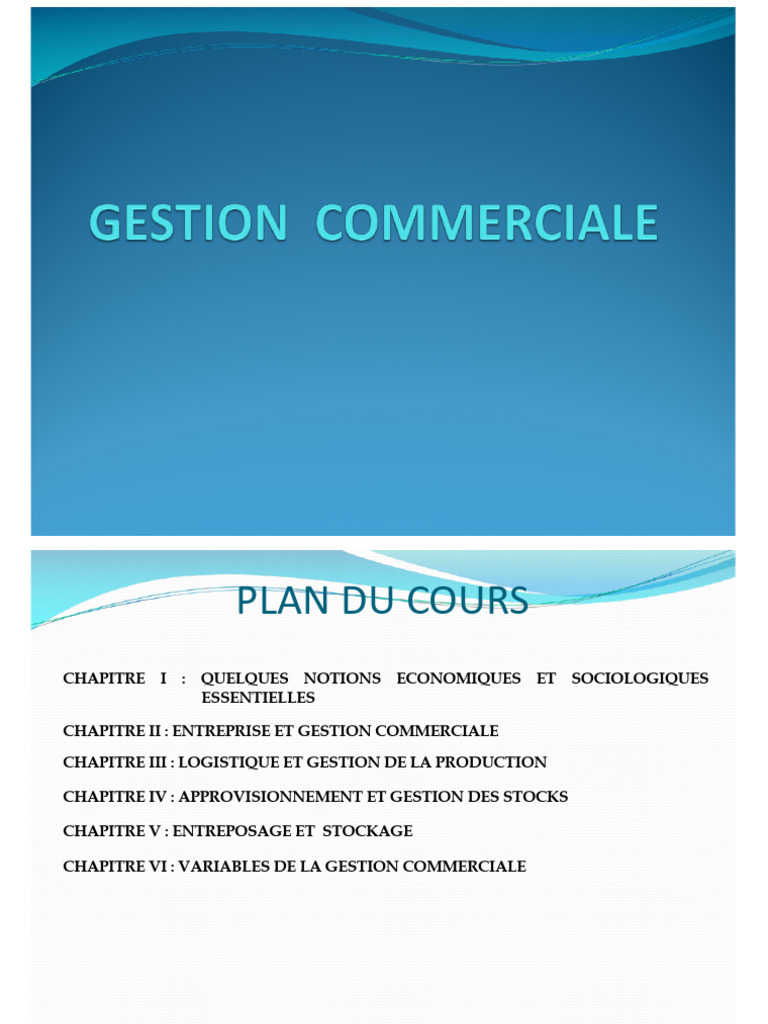 Notions clés en gestion commerciale | PDF | Logistique | Inventaire