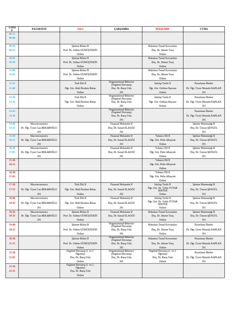 974 Isletme Ders Programi 3 | PDF
