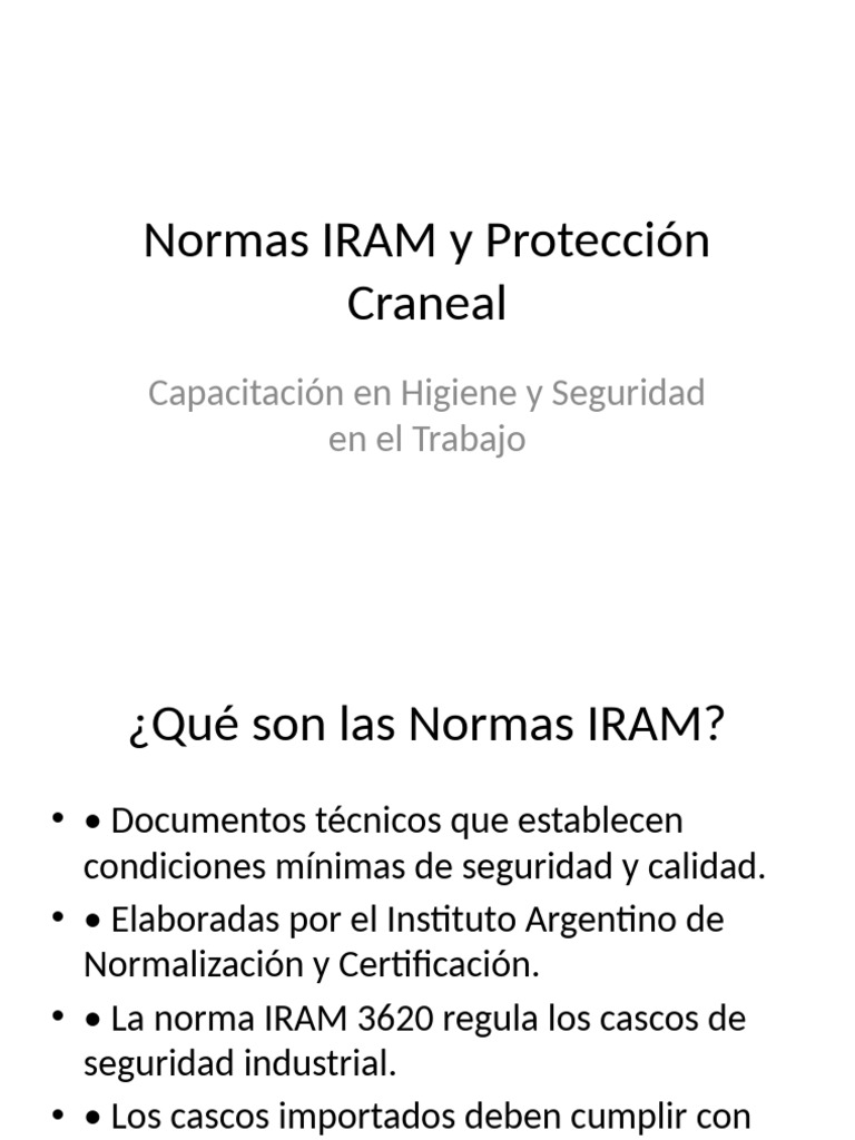 Capacitacion Normas IRAM Proteccion Craneal | PDF