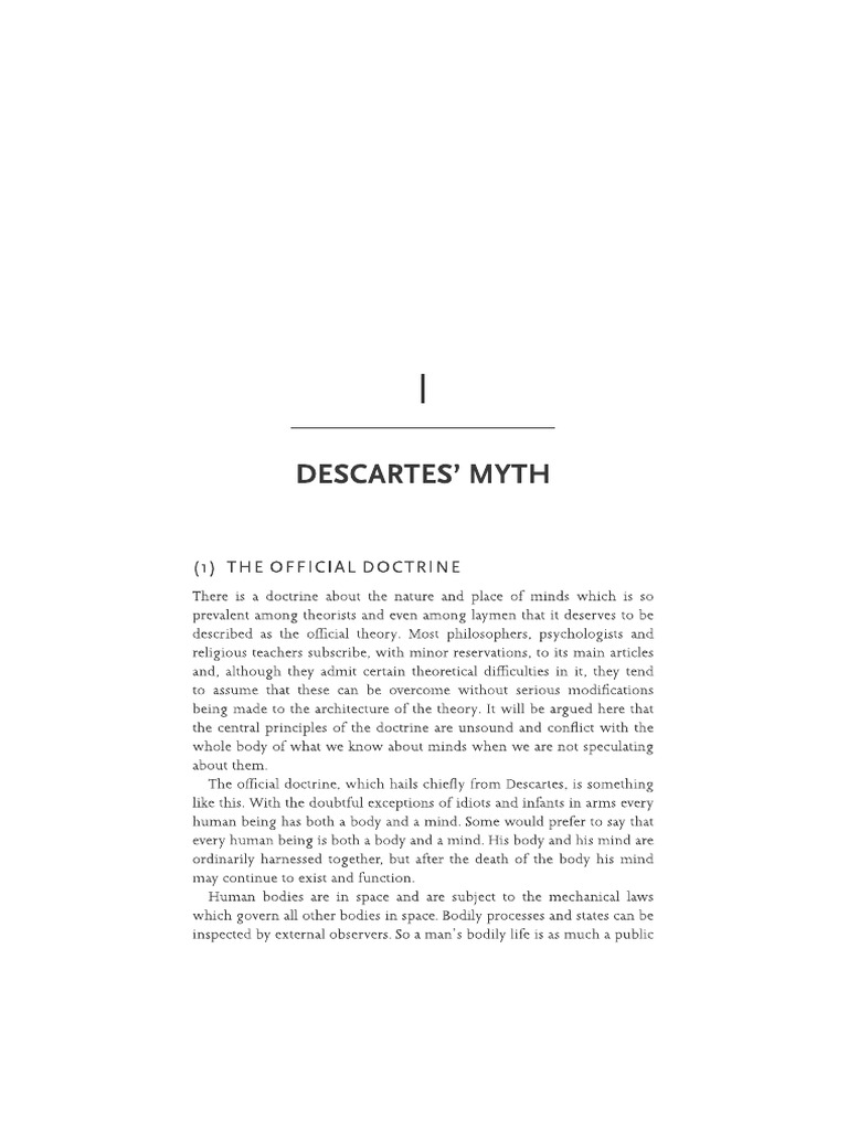 Lezione 3 - Ryle - The Concept of Mind CHP 1 - Descartes Myth | PDF