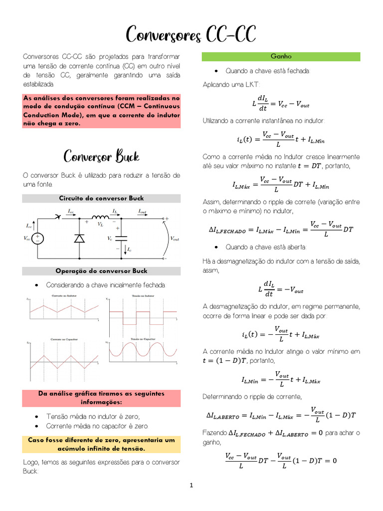 Conversores CC-CC: Buck, Boost e Buck-Boost | PDF | Transformador | Diodo
