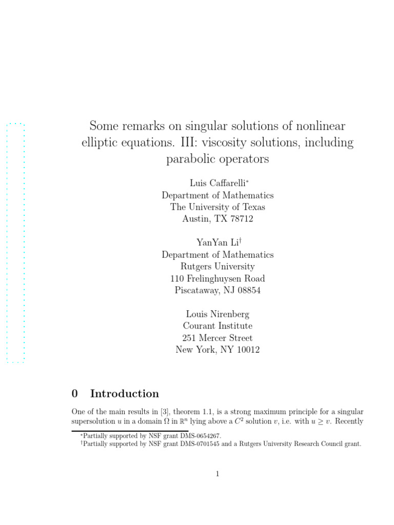 Singular Solutions of Nonlinear Elliptic Equations | PDF | Theorem ...