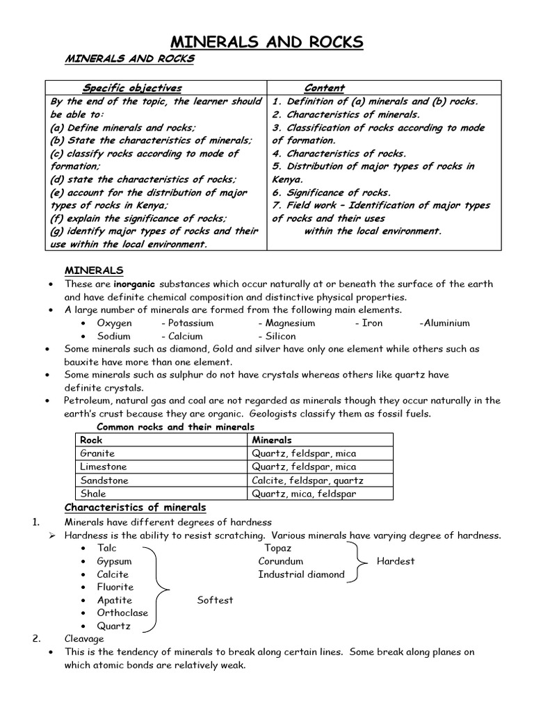Understanding Minerals and Rocks in Kenya | PDF | Igneous Rock | Rock ...