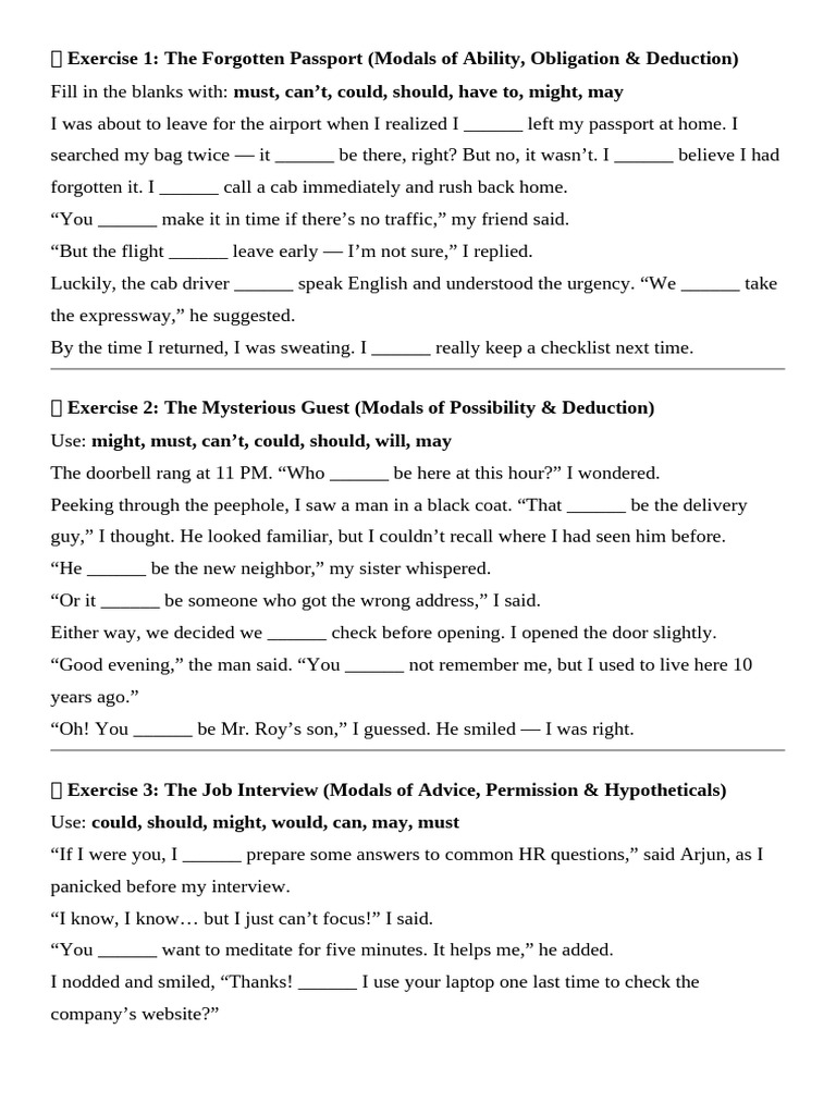 Modals in Everyday Scenarios | PDF