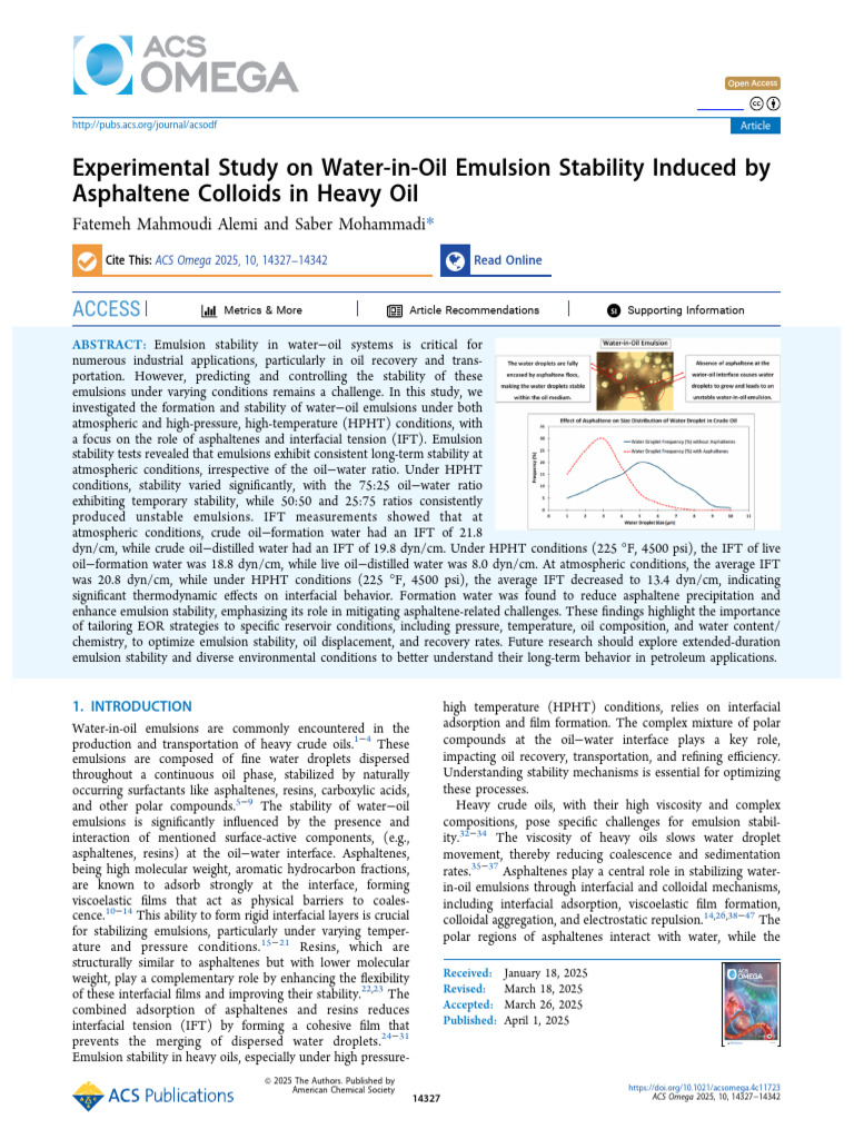 Emulsion Stability in Heavy Oil Systems | PDF | Emulsion | Enhanced Oil ...