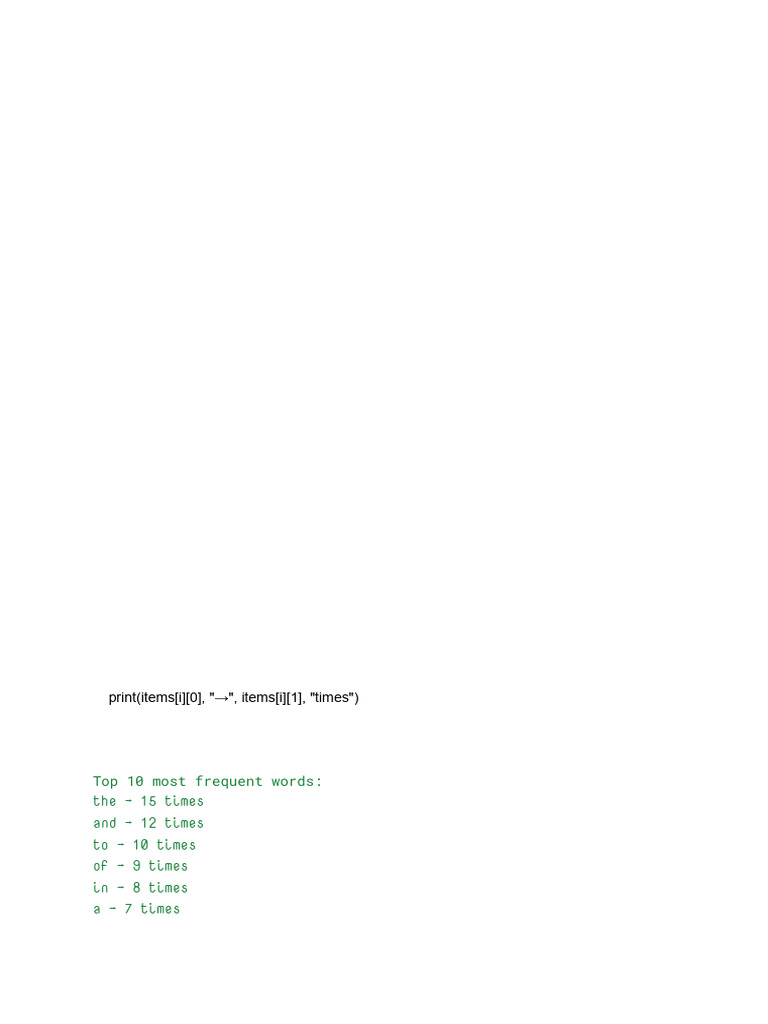 Top 10 Most Frequent Words in Text | PDF