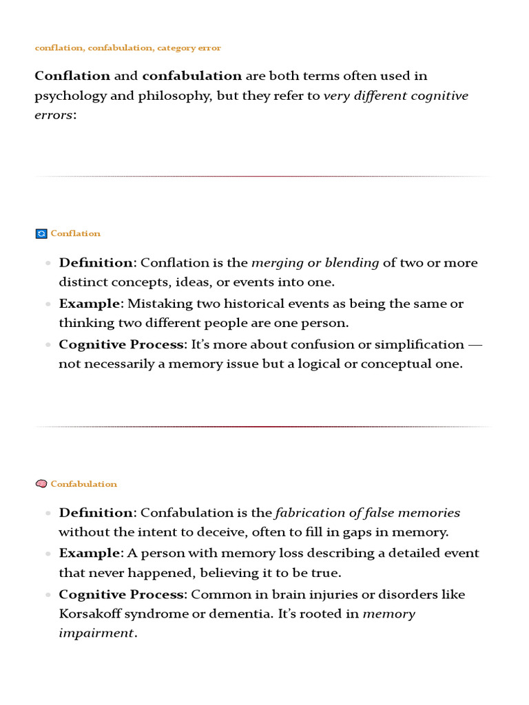 Understanding Conflation vs. Confabulation | PDF | Behavioural Sciences ...