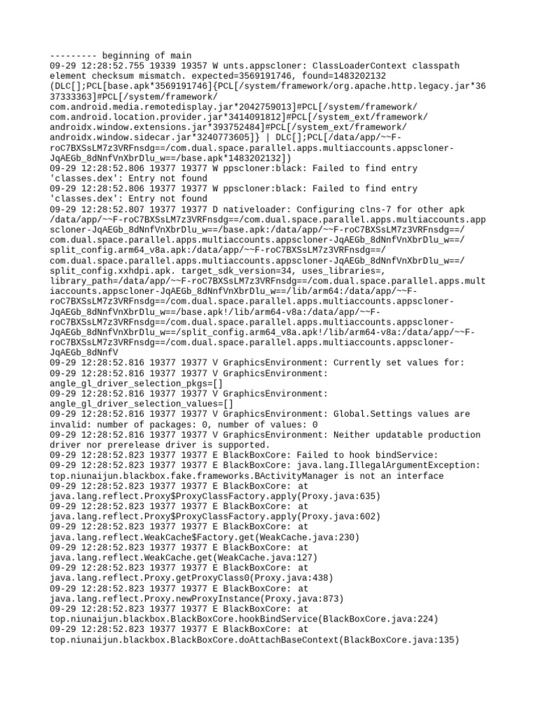 Apps Cloner Error Log Analysis | PDF | Android (Operating System ...