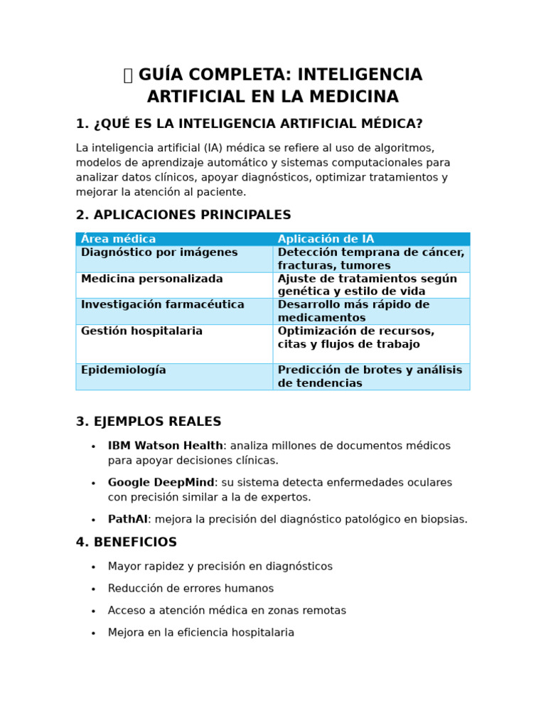 IA en Medicina: Guía Completa y Aplicaciones | PDF | Inteligencia ...