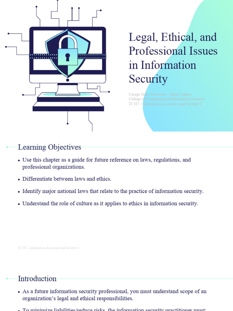 Legal and Ethical Issues in Info Security | PDF | Information Security ...